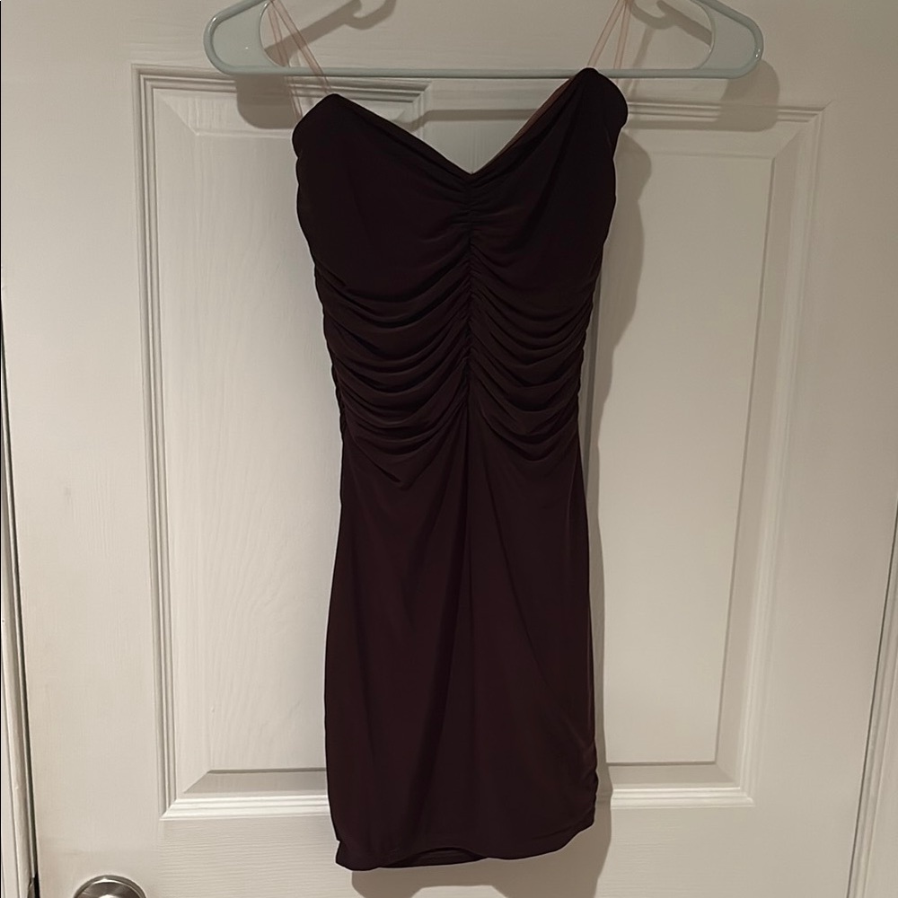 Brown strapless  evening , cocktail, or homecoming dress. Size S. EUC